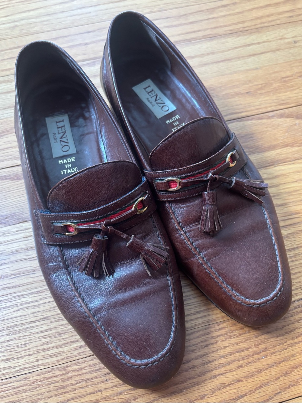Vintage Lenzo Italian Leather Tassel Loafers size 8.5